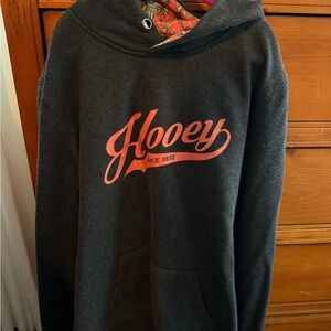 Hooey Charcoal Hoodie with Vibrant Red Script